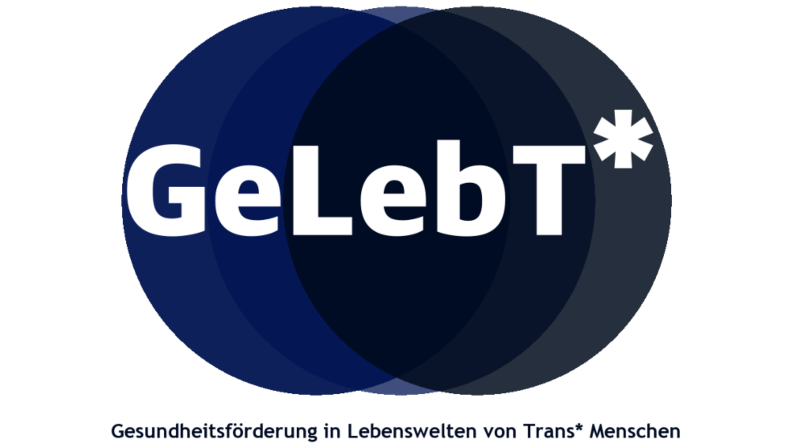 Logo und Projekttitel des Forschungsprojektes "GeLebT", Gesundheitsförderung in Lebenswelten von Trans* Menschen