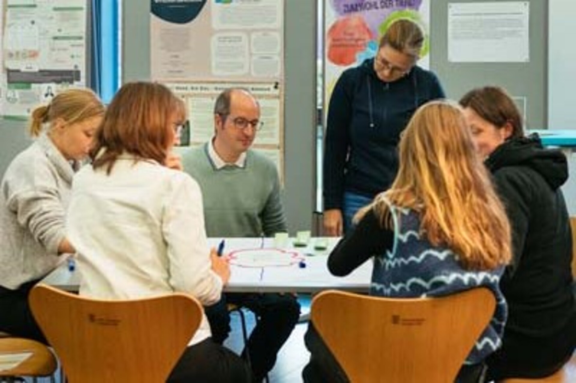 
                                                Eine Gruppe arbeitet zum zkh-Projekt
                                            