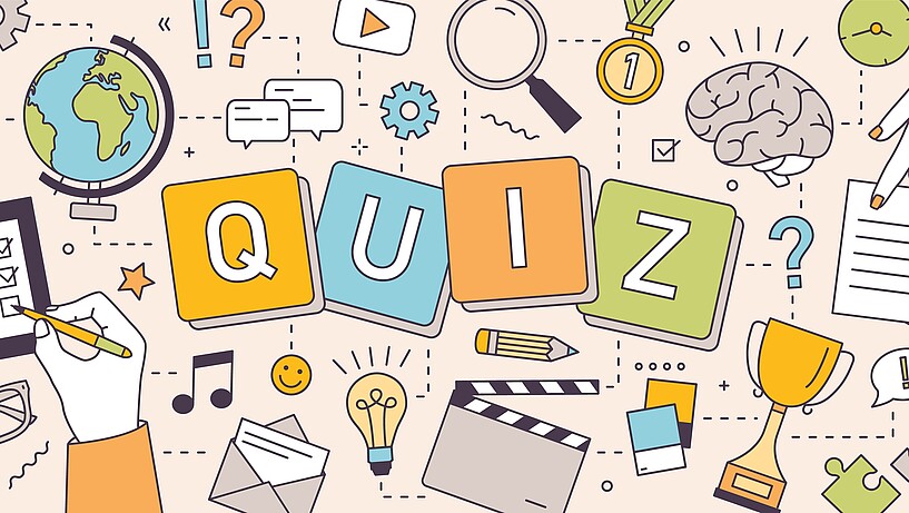 Illustration mit Quiz- und Frageelementen