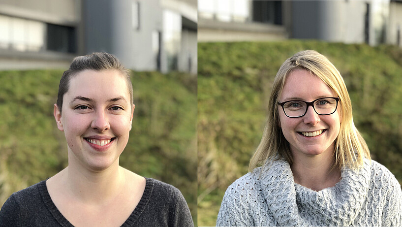 Das Bild zeigt zwei Portraitfotos von wissenschaftlichen Mitarbeiterinnen der HAW Hamburg aus dem Team Wärme
