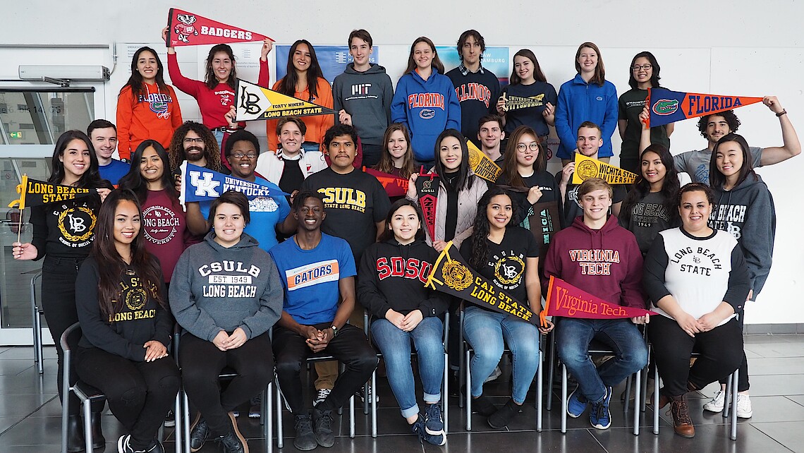 Large group of students from different US partner universities