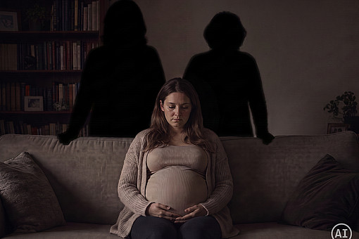 Transgenerationale Geburtserfahrungen besser verstehen
Eine hochschwangere Frau sitzt auf dem Sofa, dahinter stehen 2 Personen als Schatten dargestellt.