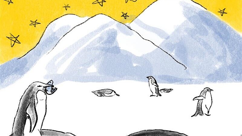 Sliding Penguins - Pinguine in Eislandschaft - Illustration
