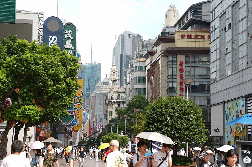 Foto von einer belebten Straße in Shanghai