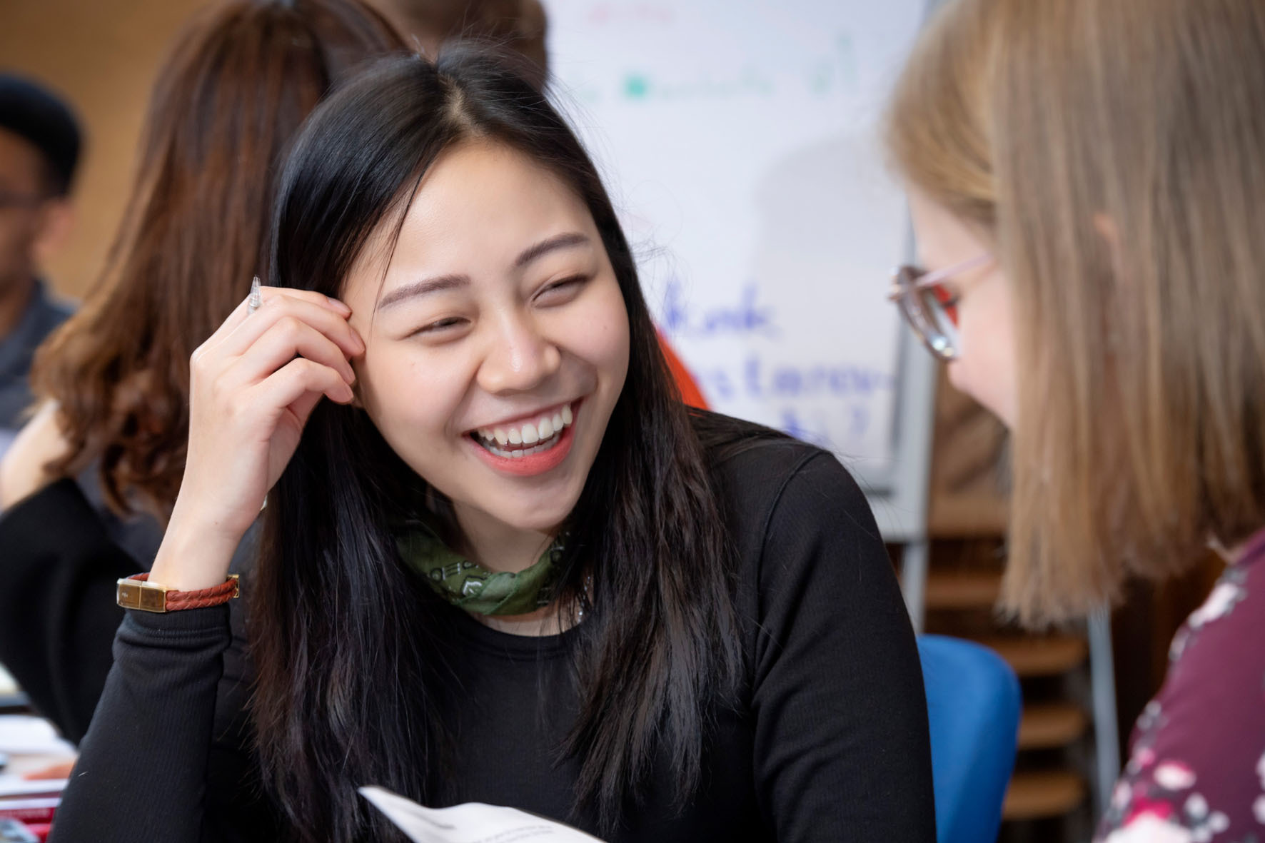 
                Lachende Studentin bei der Welcome Week 2019
            