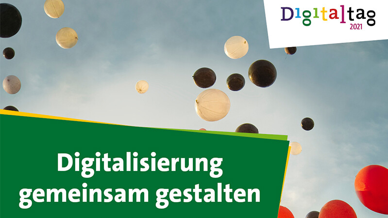 Flyer für Digitaltag 2021 mit dem Schriftzug Digitalisierung gemeinsam gestalten