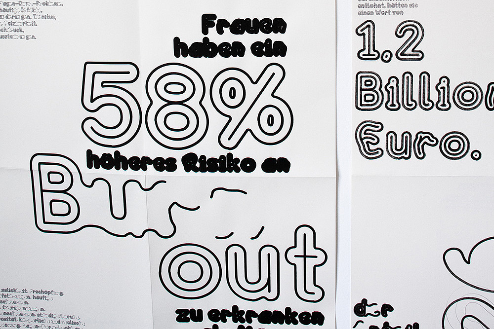 Der praktische Teil ihrer Arbeit besteht in der visuellen Darstellung von „Care“ in Schrift.