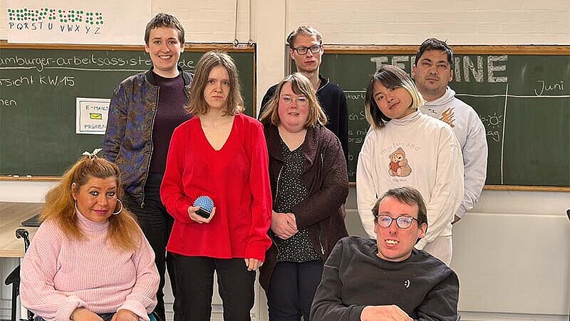 Das Team des Projekts "Hochschulbildung inklusiv": Snezana Todorovic, Leonie Marzahn, Stefanie Schuttrich, Anna Christina Krauss, Aaron Kolster, Tobias Doberstein, Ngoc Nguyet Anh Nguyen und Armand Cori (v.l.n.r.), auf dem Bild fehlen Sascha Jansen und Melisa Sekerci