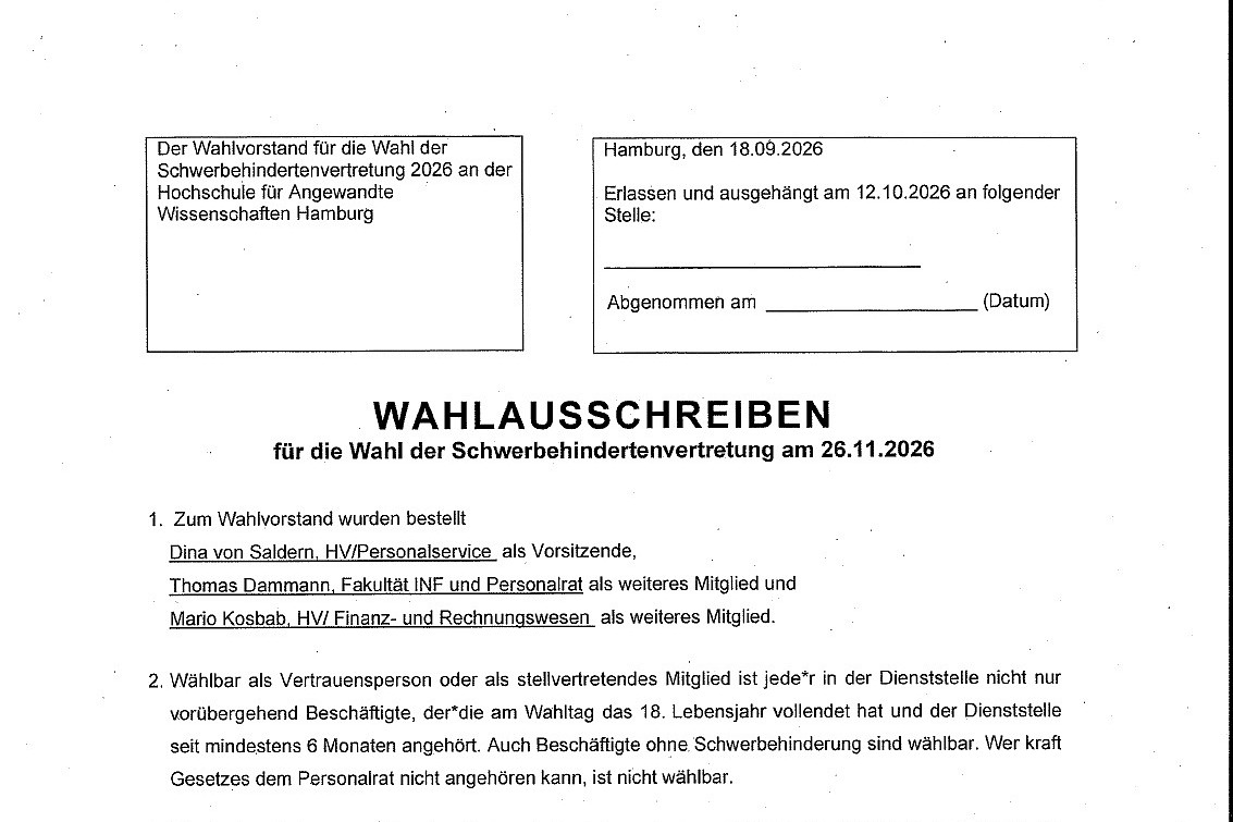 
                Wahlausschreiben 2026
            