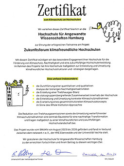 
                Das verliehene Zertifikat zur Projektteilnahme.
            
