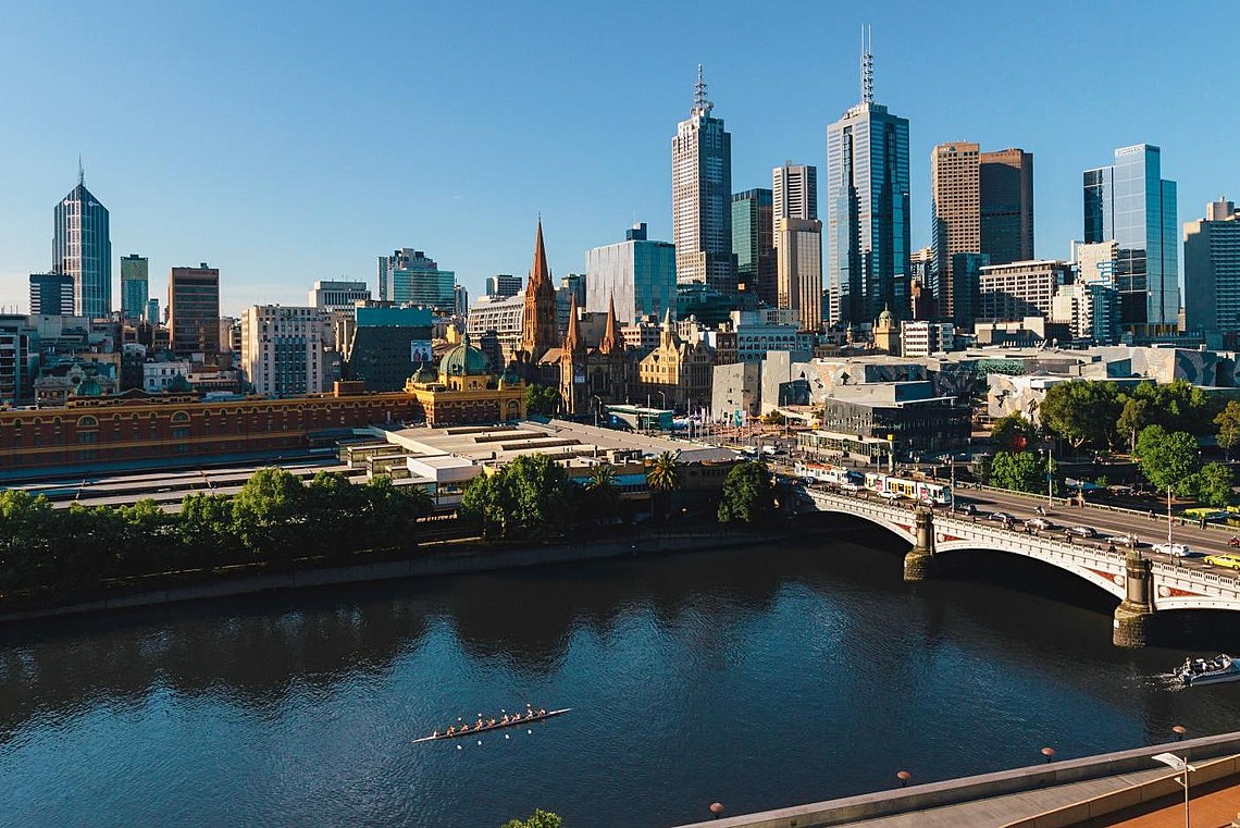 Melbourne, Australia view of skyline from the river 