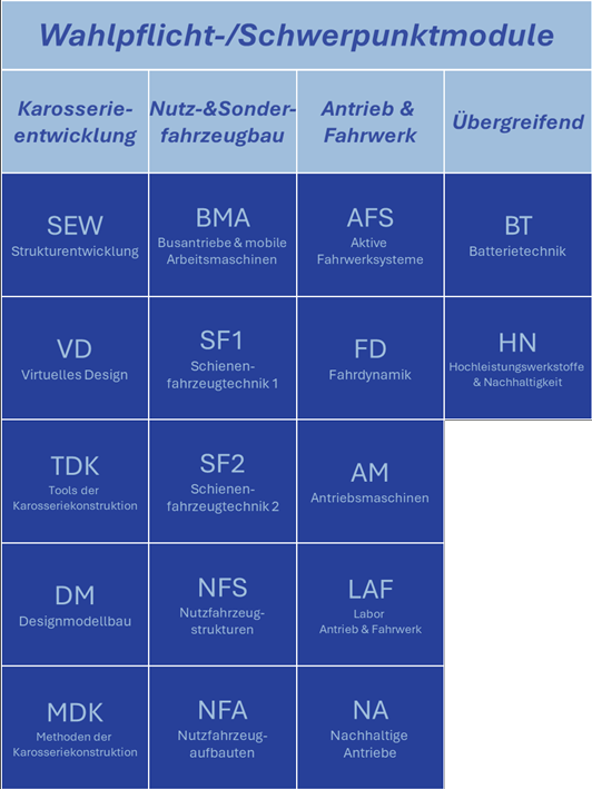 
                Wahlpflicht-/Schwerpunktmodule
            