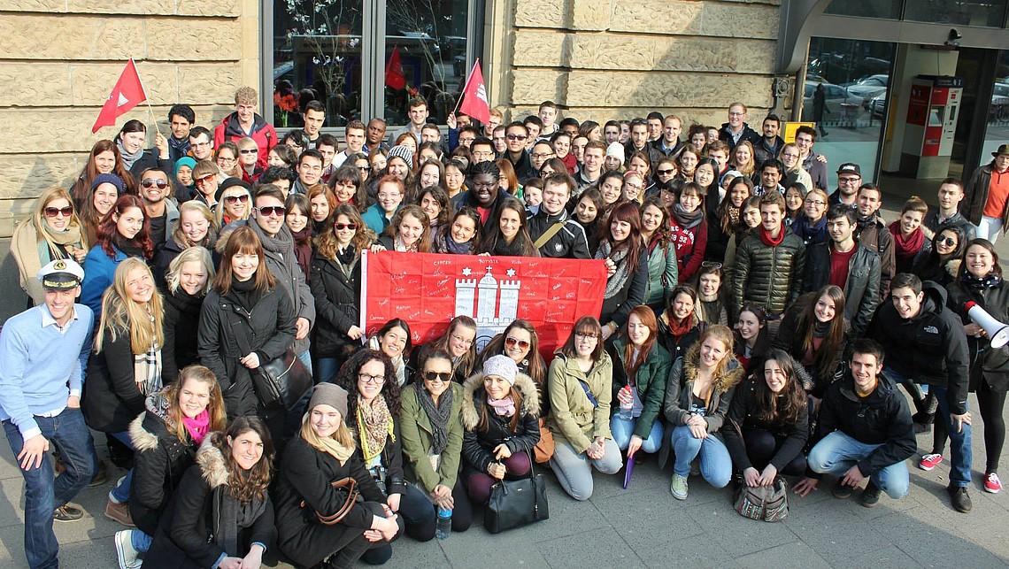 Large group of students