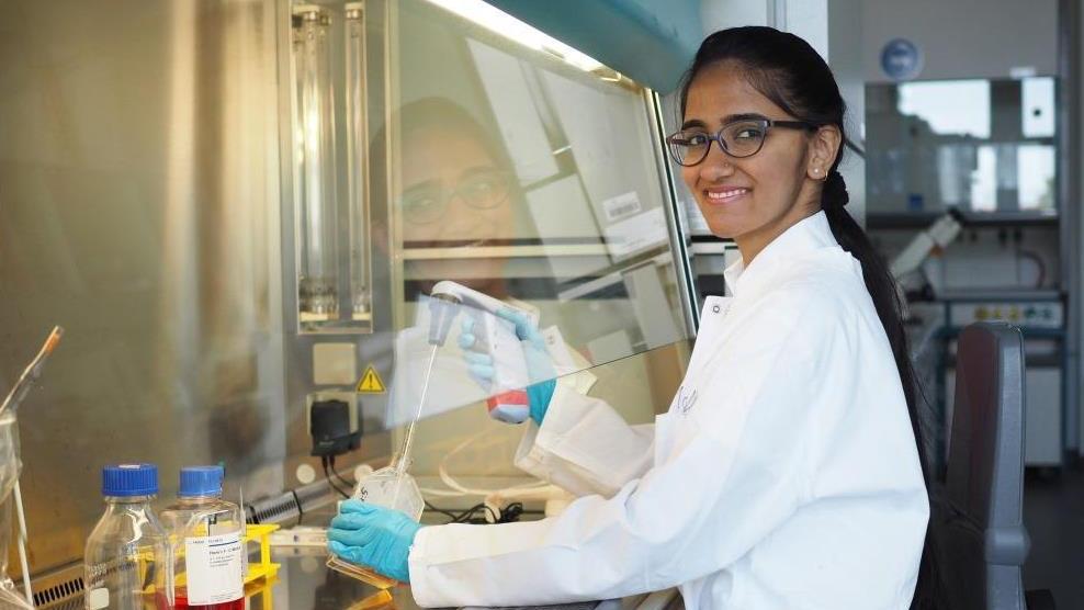 Female student in a biotechnology lab