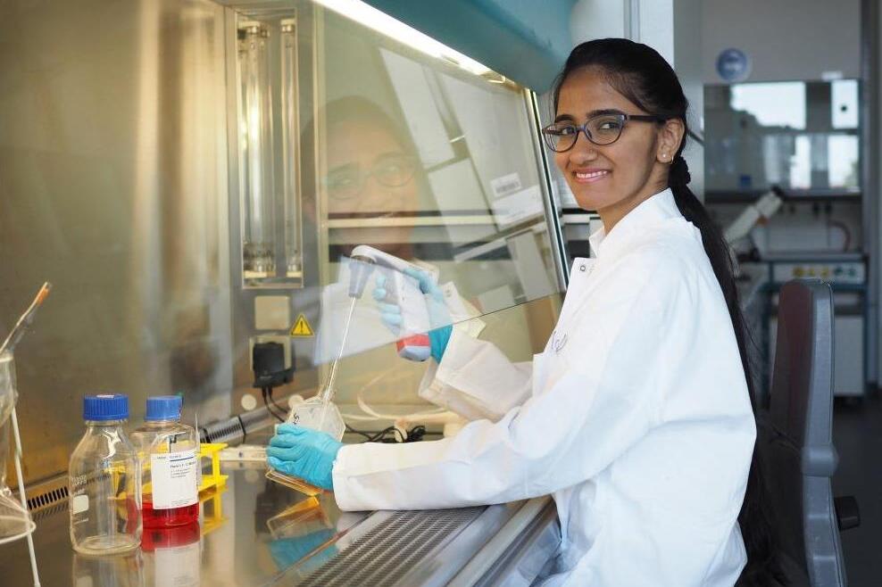 Female student in a biotechnology lab