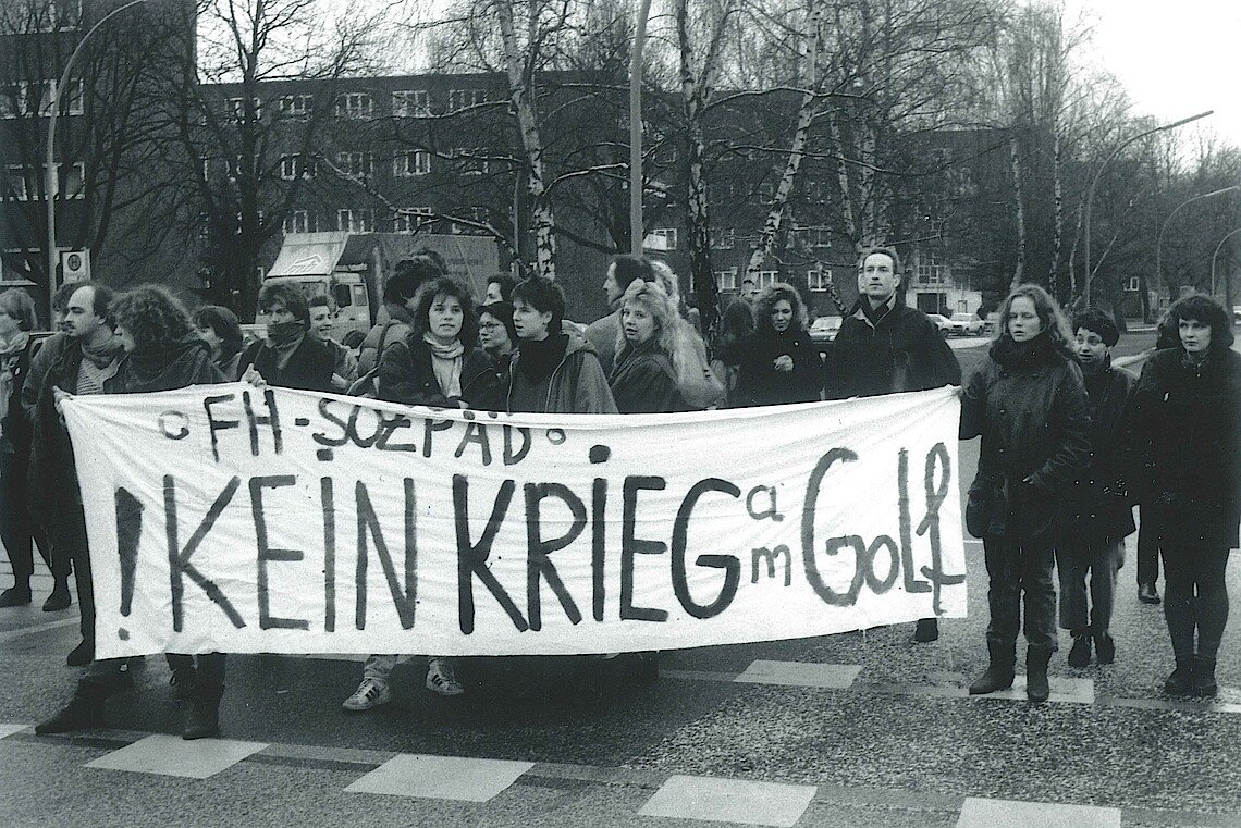 1991 - Studentischer Protest gegen den Golfkrieg.